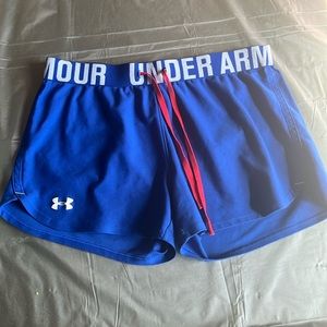 Blue athletic under armor shorts